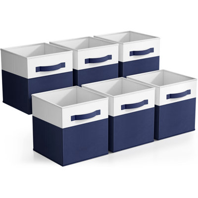  Sorbus Foldable Storage Bins – 6-Pack Fabric Storage Cubes, 11-Inch Cube Collapsible Organizer Bins for Closet, Shelves, and Cubby Storage, Navy