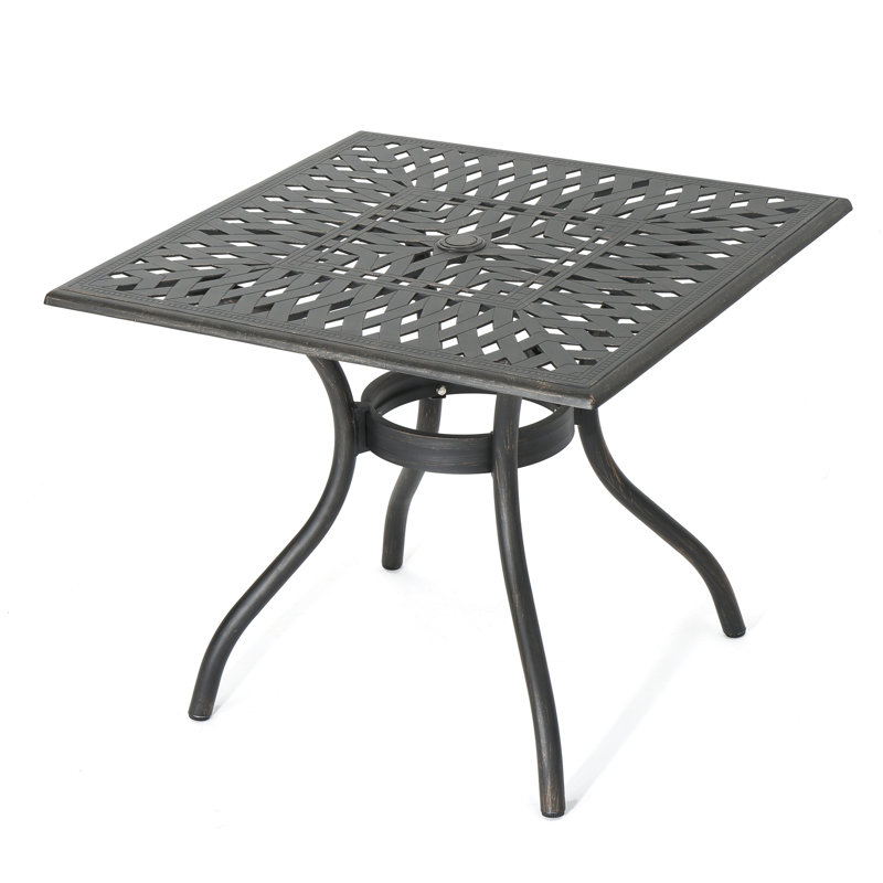 37" Square Dining Table - Aluminium, Rust-, Lightweight, Copper Nuance Rust- Patio Flicker