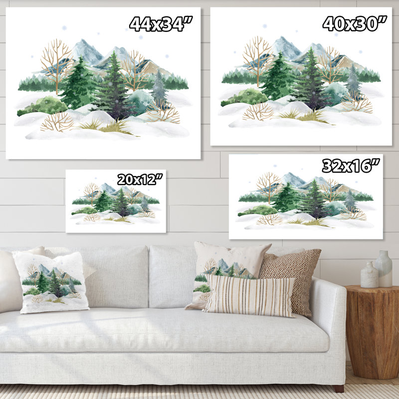 Winter Forest Landscape Nature Scene - Peinture sur toile, H 30 po x l 40 po, Toile tendue