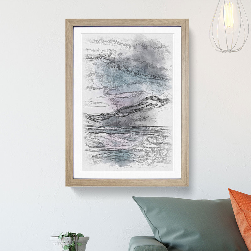 Mountain River in Italy 1 Piece Single Picture Frame Painting on MDF, 45cm H x 33cm W x 2cm D, Oak Framed