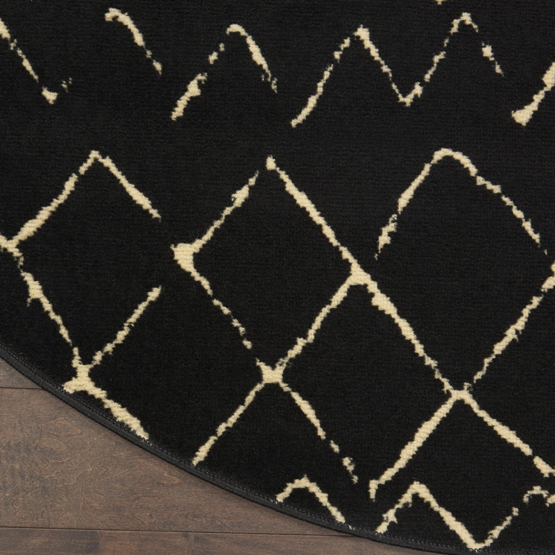Budyoni Geometric Indoor Rug, Round 5'3"