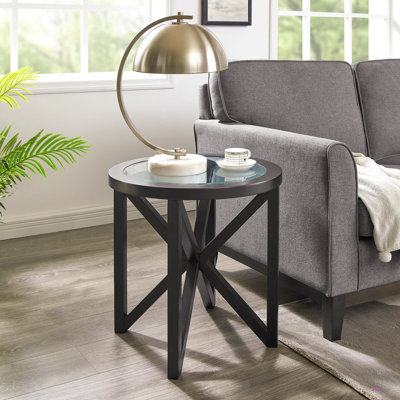 Table basse moderne simple en verre, table basse en verre trempé avec base solide et plateau en verre transparent
