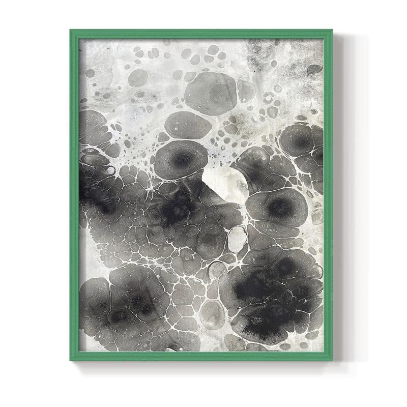 Marbling X Framed Print - Solid Wood, 11" H x 9" W, Green