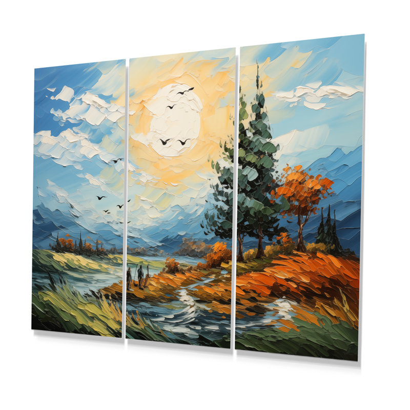 «The Swaying Cypress Pointillism», ensemble d'art mural Van Gogh, H 28 po x l 36 po, Impression sans cadre en métal