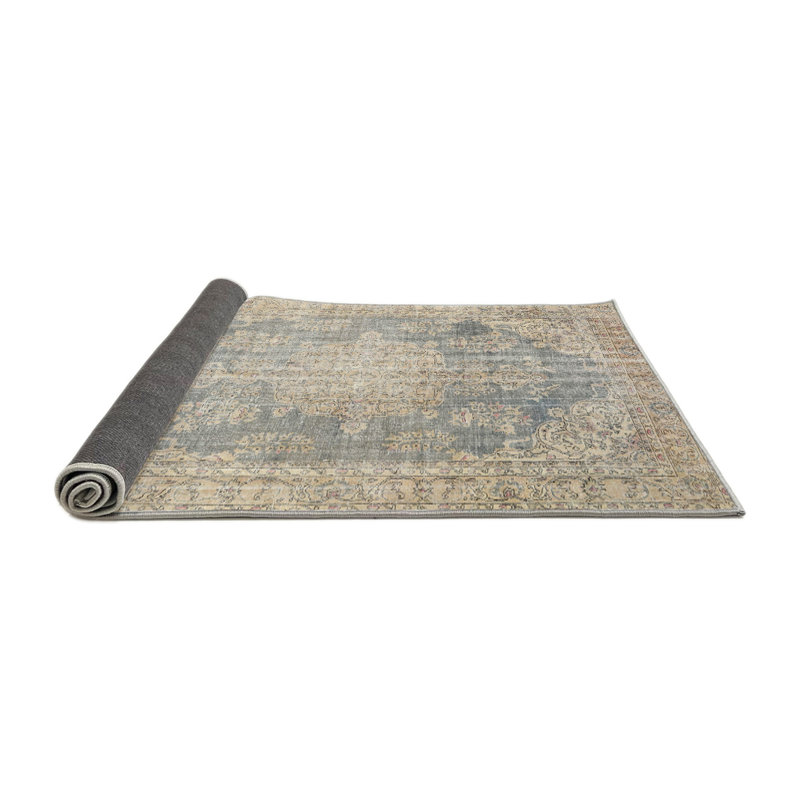Tapis crème/gris/rouge traditionnel, Rond 5 pi