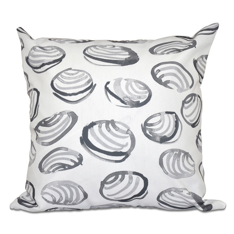 Coussin extérieur Rocio Clams, Gris, H 16 po x l 16 po