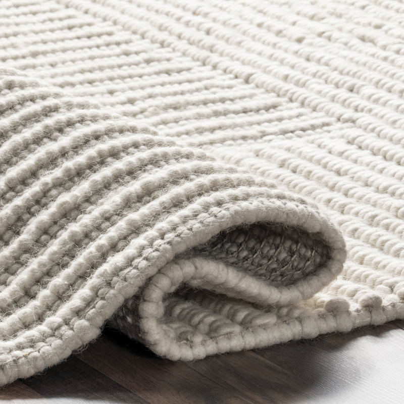 Dorene Contemporary High-Low Striped Wool Area Rug, Rectangle 9' x 12'