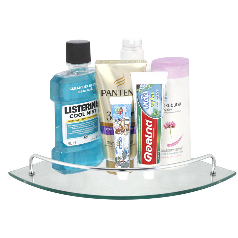 Boucher Triangle Corner Shelf, Polished Chrome