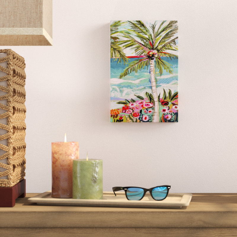 «Palm Tree Wimsy II» par Karen Fields, reproduction d'art sur toile, H 12 po x l 8 po, Impression sans cadre, Sans cadre