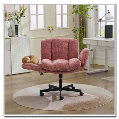 Chaise pivotante en chenille moelleuse avec accoudoirs multi-positions