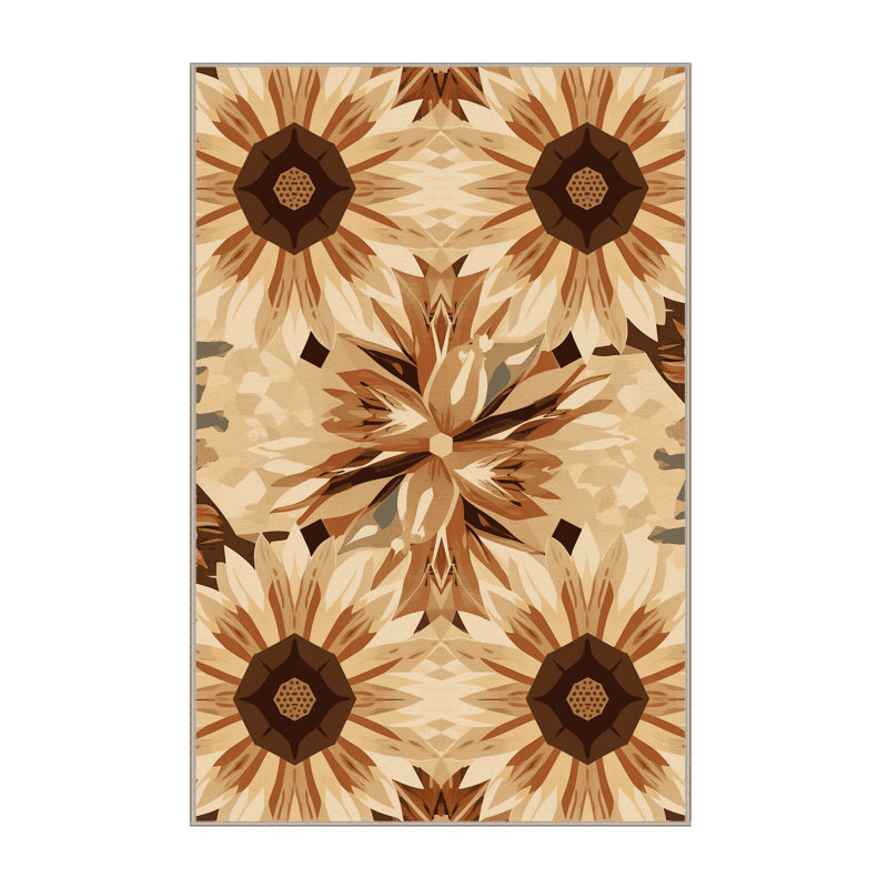 Tapis brun / beige à motif géométrique moelleux et doux, 3 x 5