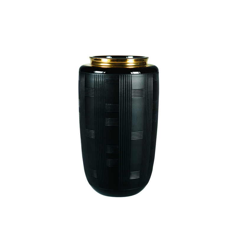 Jet Black Handcrafted Glass Table Vase 1