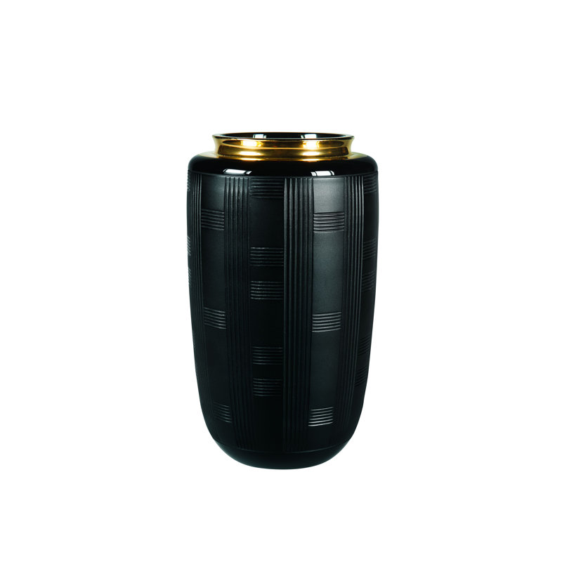 Jet Black Handmade Glass Table Vase
