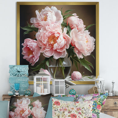 Pink Peonies Bouquet Still Life II On Canvas Print
