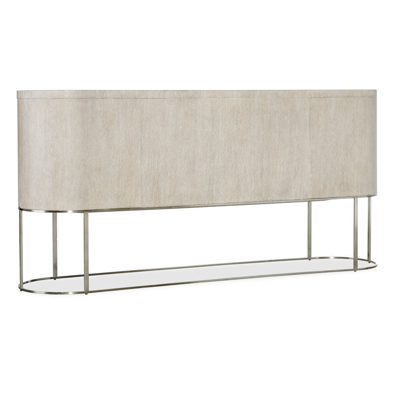 Modern 76'' Brown Oak Sideboard with Metal Base