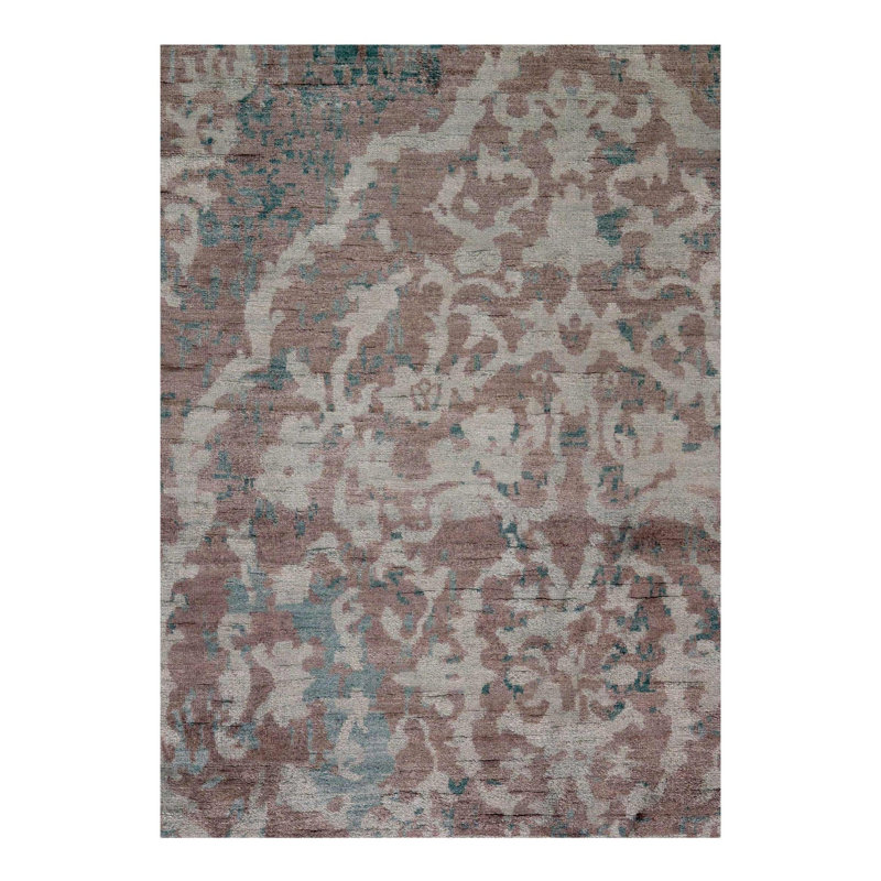 Tapis oriental vert en laine / coton noué à la main 8 pi 1 po x 10 pi 2 po Oriental