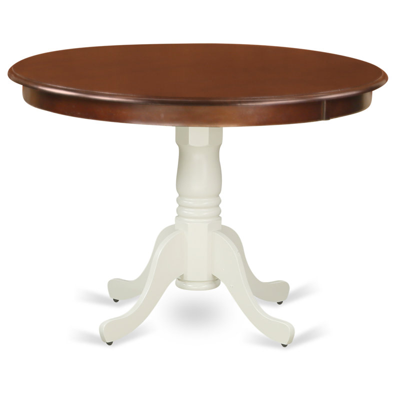 Table de salle à manger Hartland, Lin blanc, Acajou
