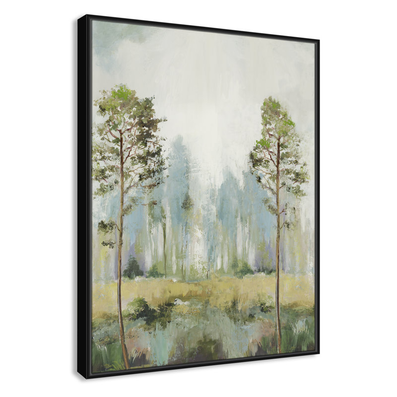 «Teton Tall Green Trees II» par Teton Pearce - reproduction encadrée sur toile, H 41,5 po x l 31,5 po, Noir