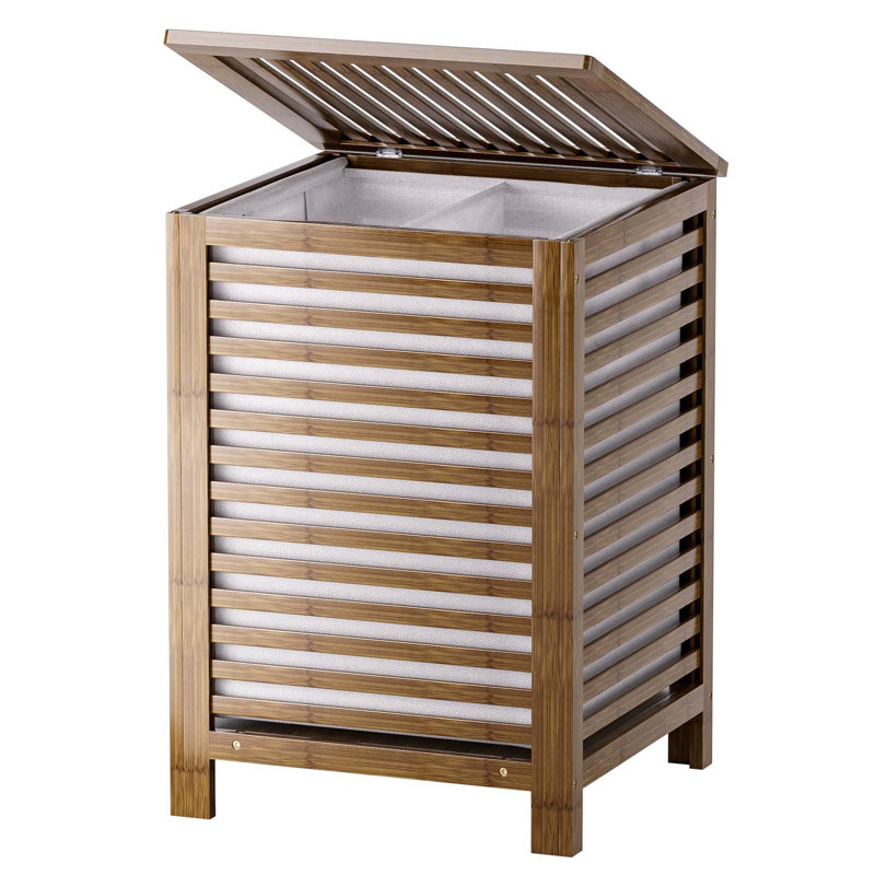 Bhargava Laundry Hamper with Handles, Dark Brown Wood