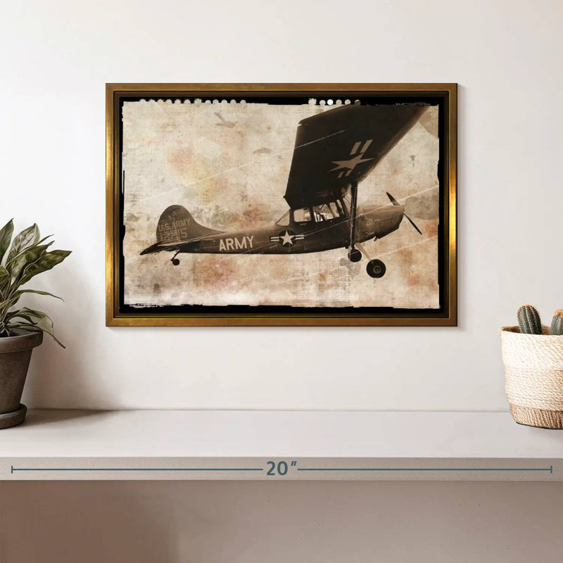 Avion de l’armée, Cadre flottant doré, 13 po x 9 po