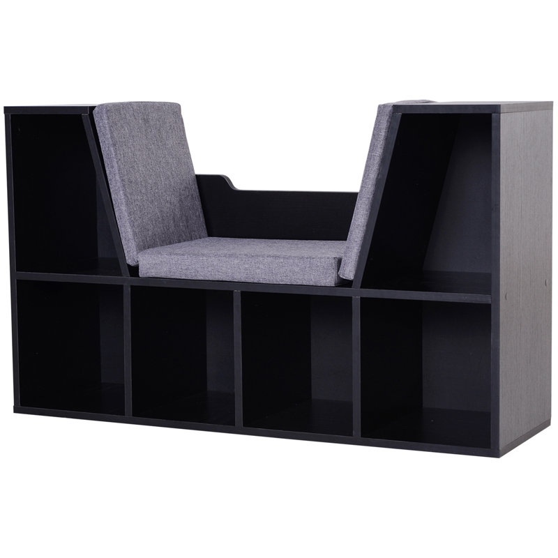 Lorentzen 61cm H x 102cm W Geometric Bookcase, Black/Grey