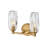 Ana 2-Light Bath Vanity w/ Faceted Heavy-Cut Diamond-Shaped Crystal Shades - Heritage Brass