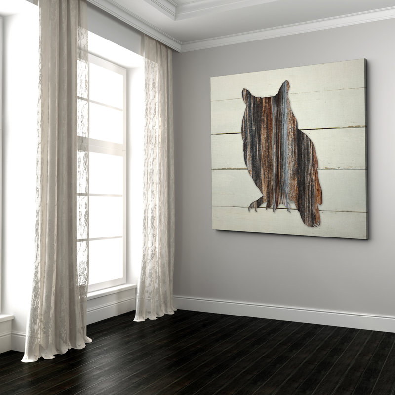 « forestières hibou », impression sur toile, H 16 po x l 16 po x P 1,5 po, Toile tendue