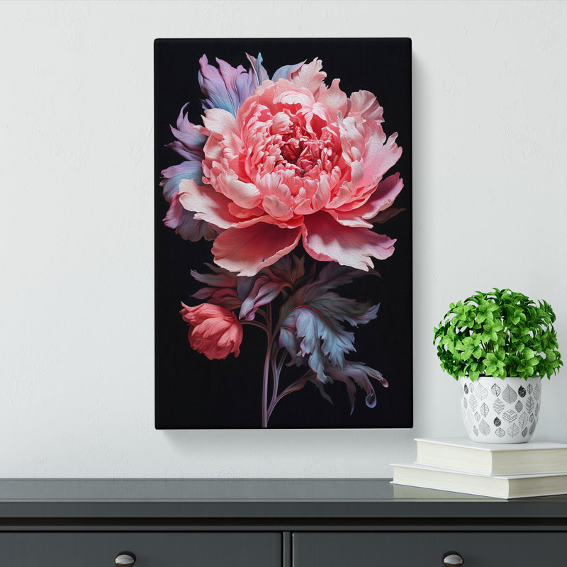 Peony Flower Neo-Plasticism No.2 - Wrapped Canvas, 60cm H x 40cm W x 3cm D
