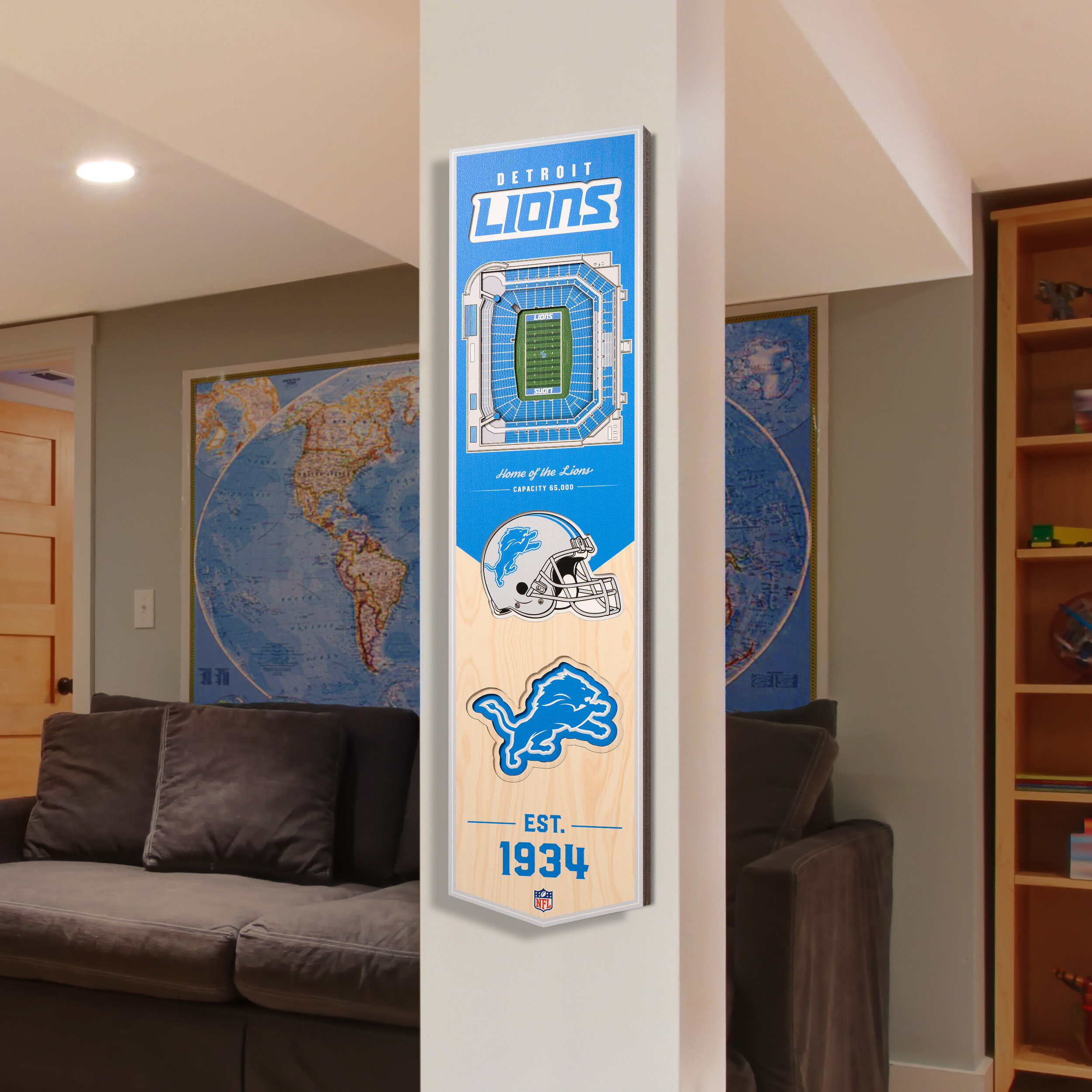 NFL Detroit Lions 3D Logo Series Wall Art - 12x12