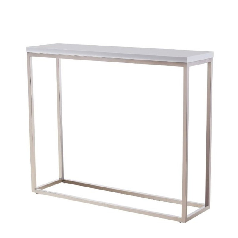 Camp Narrow Console Table, Light Gray, Silver