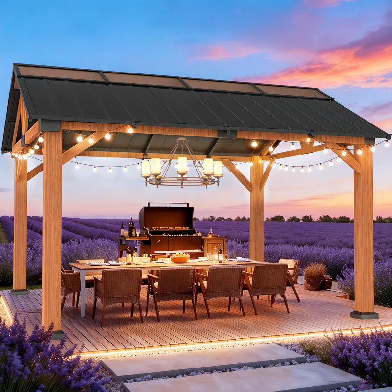 Heavy Duty Outdoor Gazebo with Double Metal Slope Roof, Drainage and Aluminum Frame, 2500 lbs Snow Load