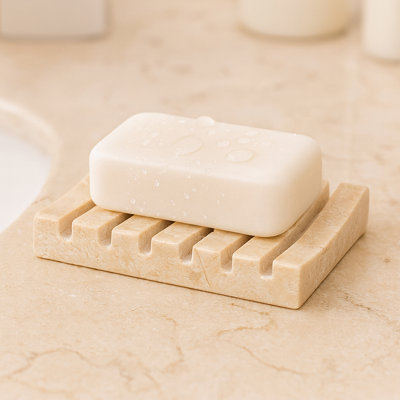  Natural Champagne Marble Rectangular Soap Tray Soap Holder With Drainage Grooves Handmade Marble Bathroom Kitchen Accessory