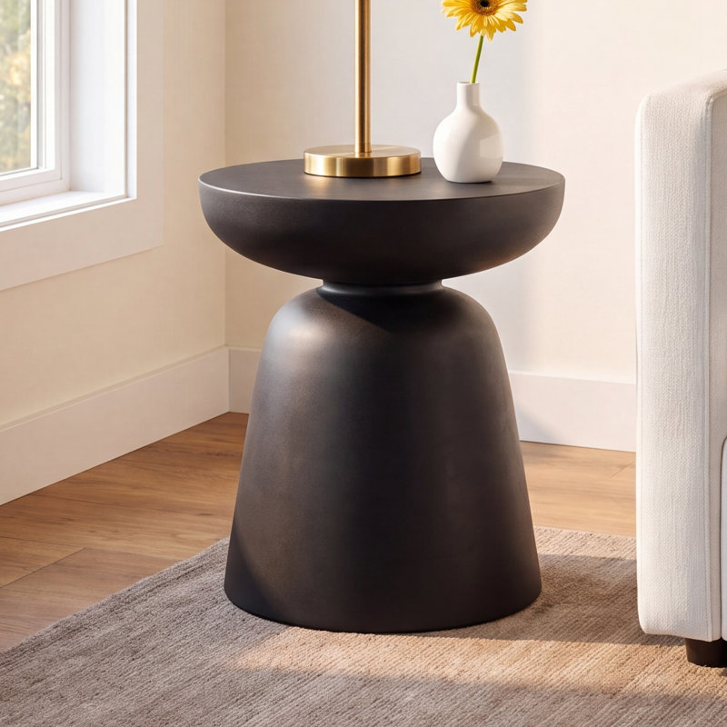 Nima Concrete Top End Table - Black