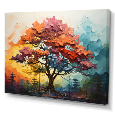 Reproduction multicolore de séquoia fauve sur toile