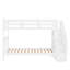 Lit superposé simple au-dessus de simple avec rangement et garde-corps pour escalier pour chambre à coucher, dortoir, couleur blanche (ancien SKU: LT000109AAK)-517431207