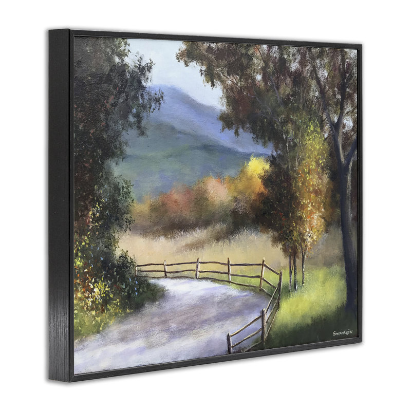 Abat-jour d'automne et art giclée sur sentier, design par David Swanagin, Giclée encadrée noir minuit, H 24 po x l 30 po