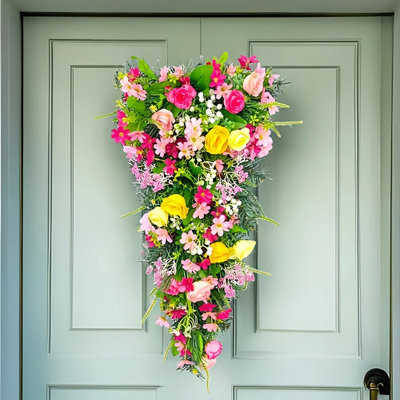 Couronnes artificielles, guirlandes de fleurs, décorations de porte, décorations suspendues, style forêt, guirlandes de fleurs colorées, décorations de fenêtre, décorations de mariage, accessoires de photographie