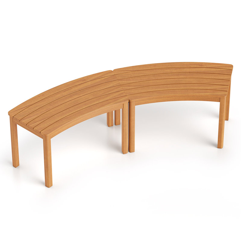 Banc d'extérieur incurvé en bois d'acacia