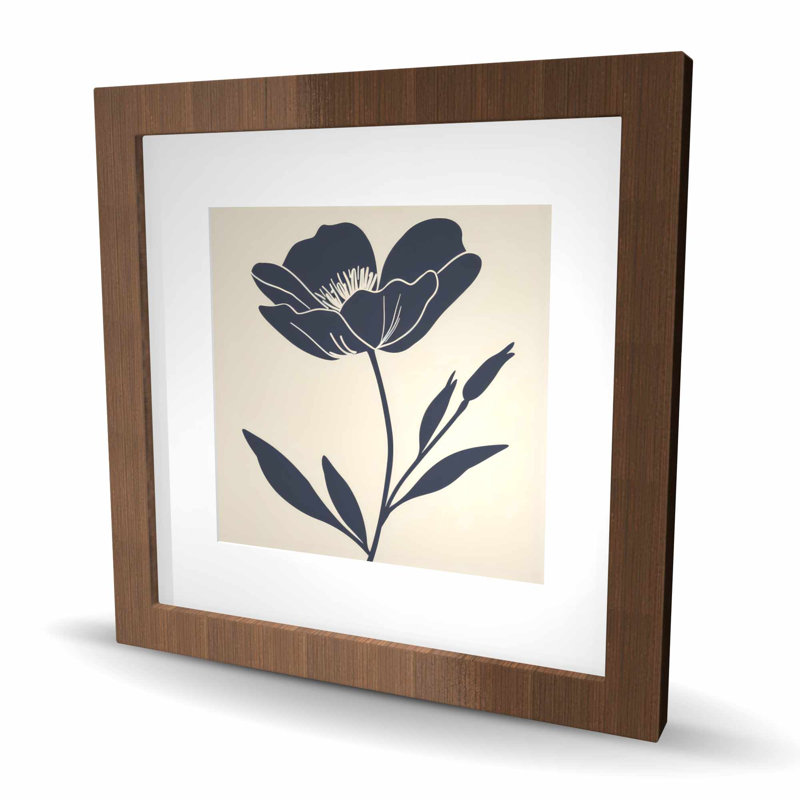 La fleur - reproduction encadrée pour la décoration intérieure, Brun, H 16 po x l 16 po