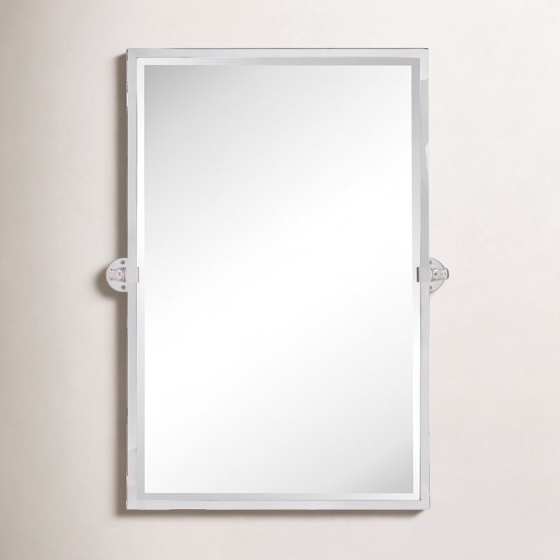 Metal Rectangle Mirror, Polished Nickel, 36" H x 24" W