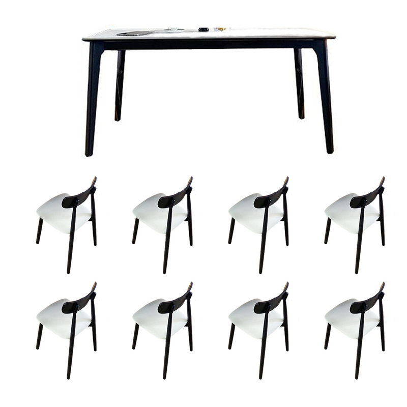 Table de salle à manger et chaises Minimalist, 9 pièces : table, 8 chaises, H 29,52 po x L 70,86 po x l 31,49 po