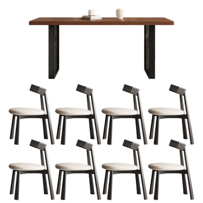 Mease, 9 Pieces: Table, 8 Chairs, 29.53" H x 70.87" W x 35.43" D, Brown
