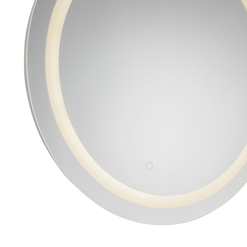 Hillmont Round Powder Coated Steel Lighted Wall Mirror, 32" H x 32" W x 1.75" D