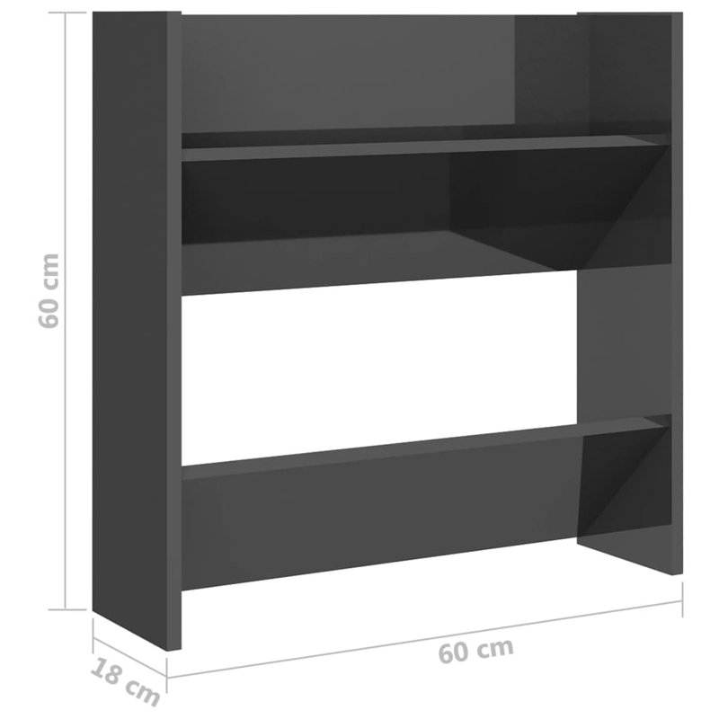 8 Pair Shoe Rack, High Gloss Grey
