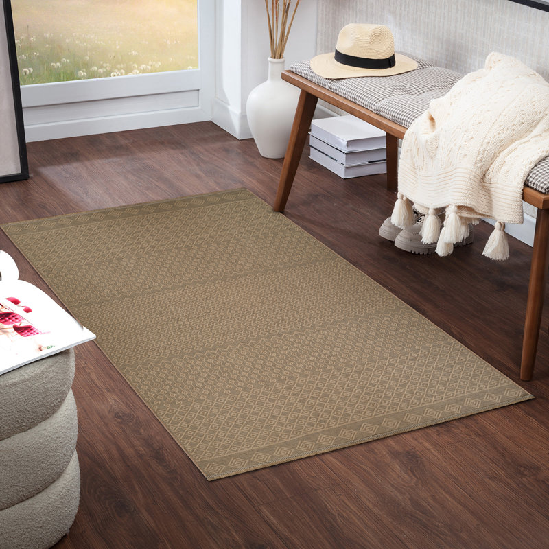 Tan Modern Washable Rug, Geometric Rug For Living Room, Dining Room, Bedroom, Kitchen, Rectangle 198 x 275 cm