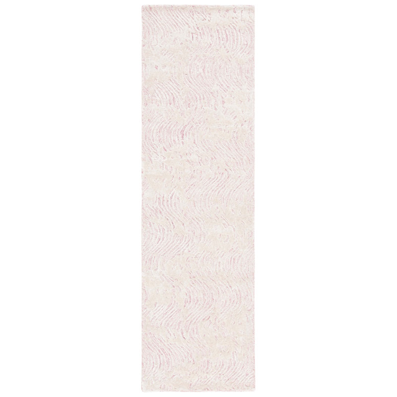 Glamour Hand Tufted Wool Viscose Cotton with Latex Abstract Rug in Ivory, Runner 2'3" x 8'