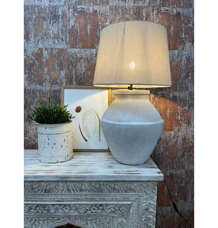 Anife Ceramic Table Lamp, White, Light Grey, White Tones
