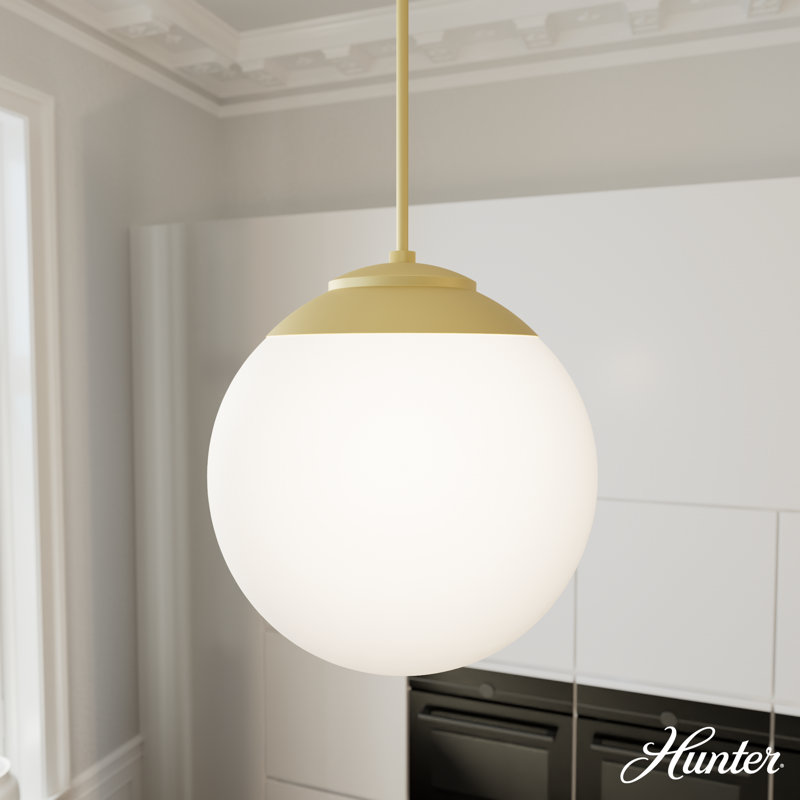 Hepburn 16" Modern Brass Globe Pendant with White-Cased Glass