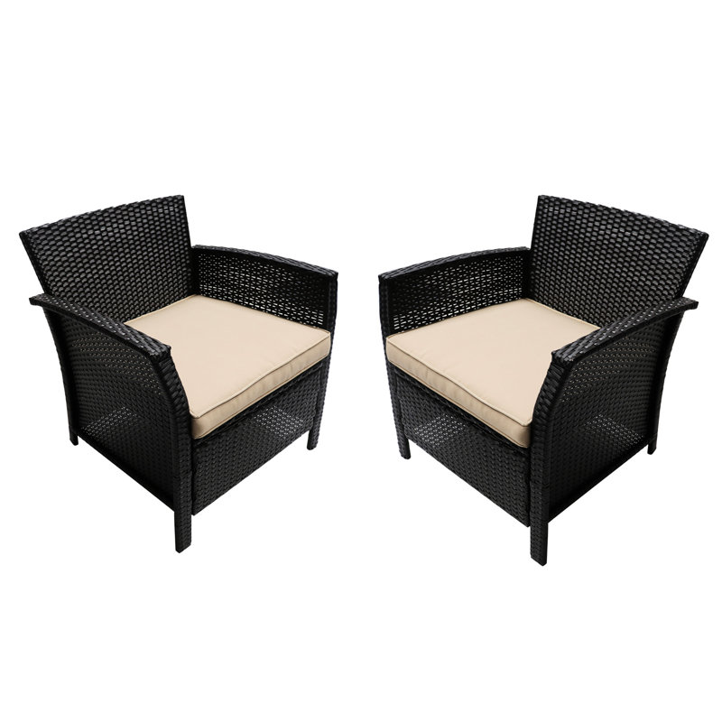 2Pcs Outdoor St Seating - Pe And Iron Brown + Tan Chairs  2 Units  & Fashionable