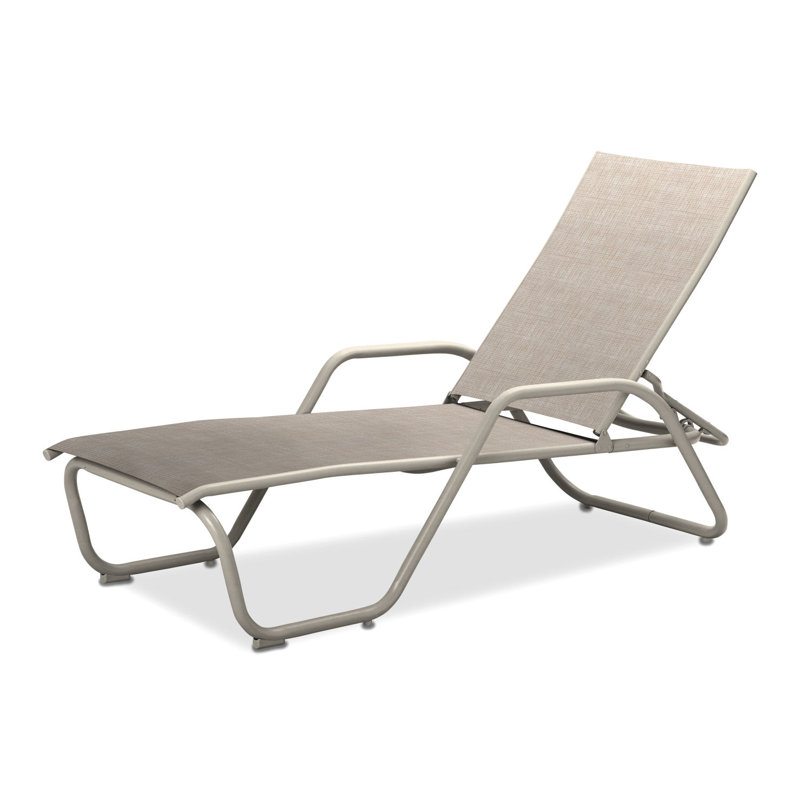 Outdoor Rust-Resistant Metal Chaise Lounge, Textured Warm Gray, Natural